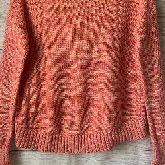 LOFT Pink Pullover Sweater Short Hi Low Bottom Long Sleeve Ribbed Detail Size XS - Picture 6 of 14